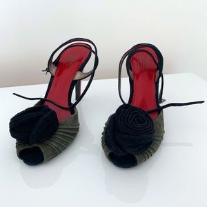 Pelle Moda Suede Black/Grey Rose Stilettos Size 6